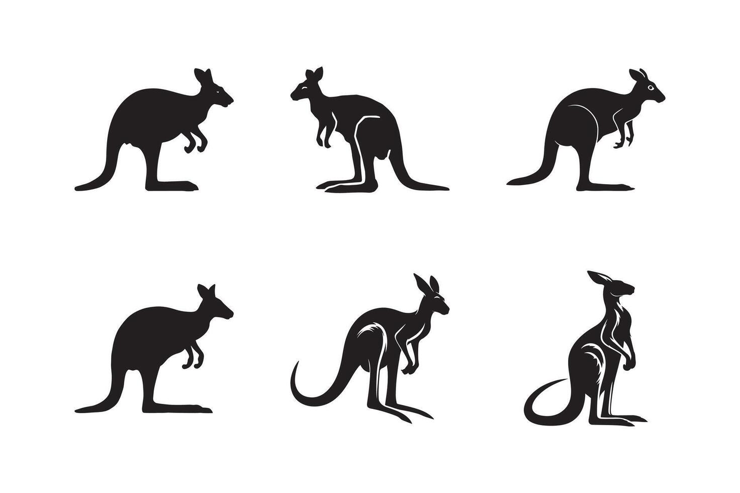 Kangaroo icon set design illustration template. Kangaroo Icon Set Australian Wildlife Illustrations vector