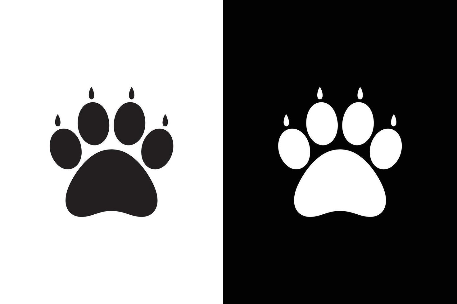 Dog or cat paw print flat icon for animal apps. Paw icon silhouette illustration. paw print sign and symbol black white background vector