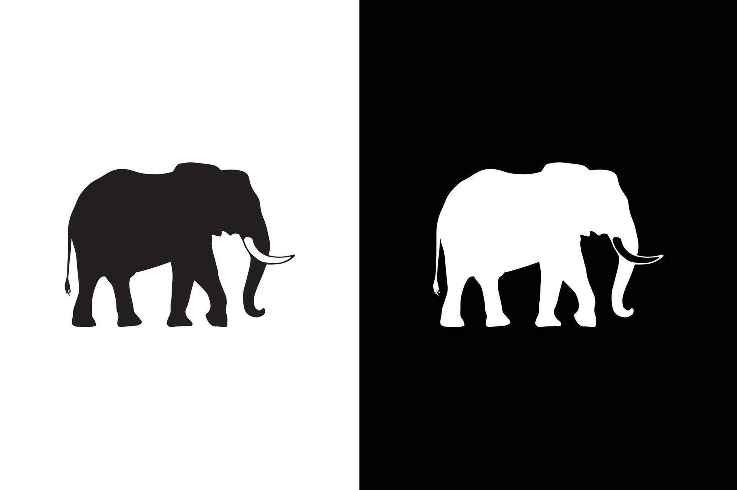 Elephant wild animal icon silhouette, sign, symbol, logo, editable stroke, flat design style isolated on black background vector