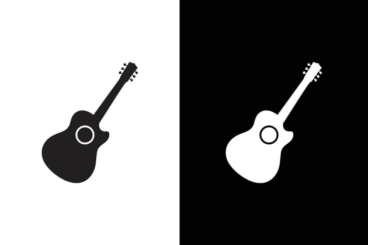 Guitar silhouette. guitars on white black background. Guitar musical instrument flat icon for music apps vector