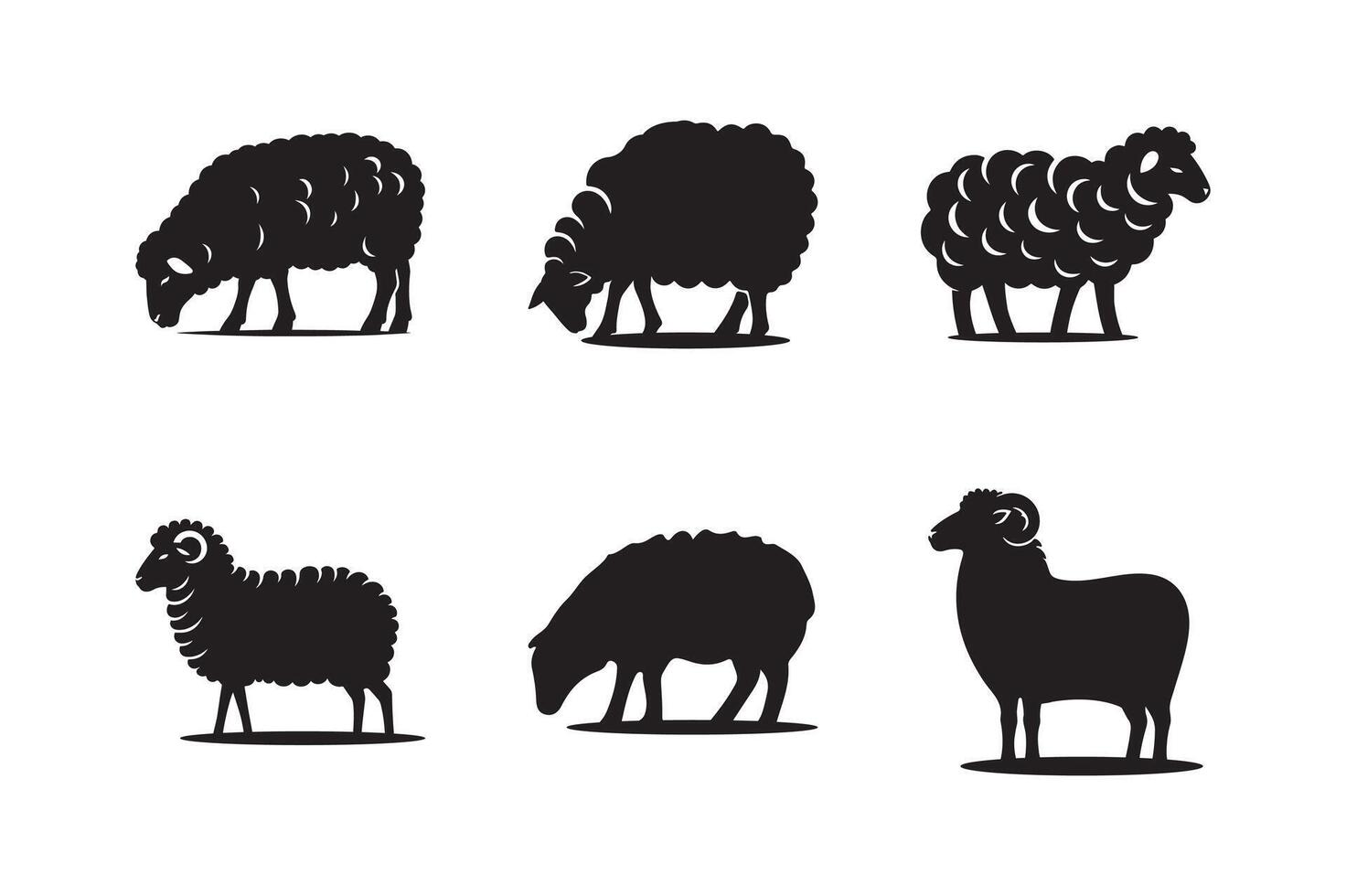Set of silhouettes icon of sheep. Sheep Standing Silhouette or file white background vector
