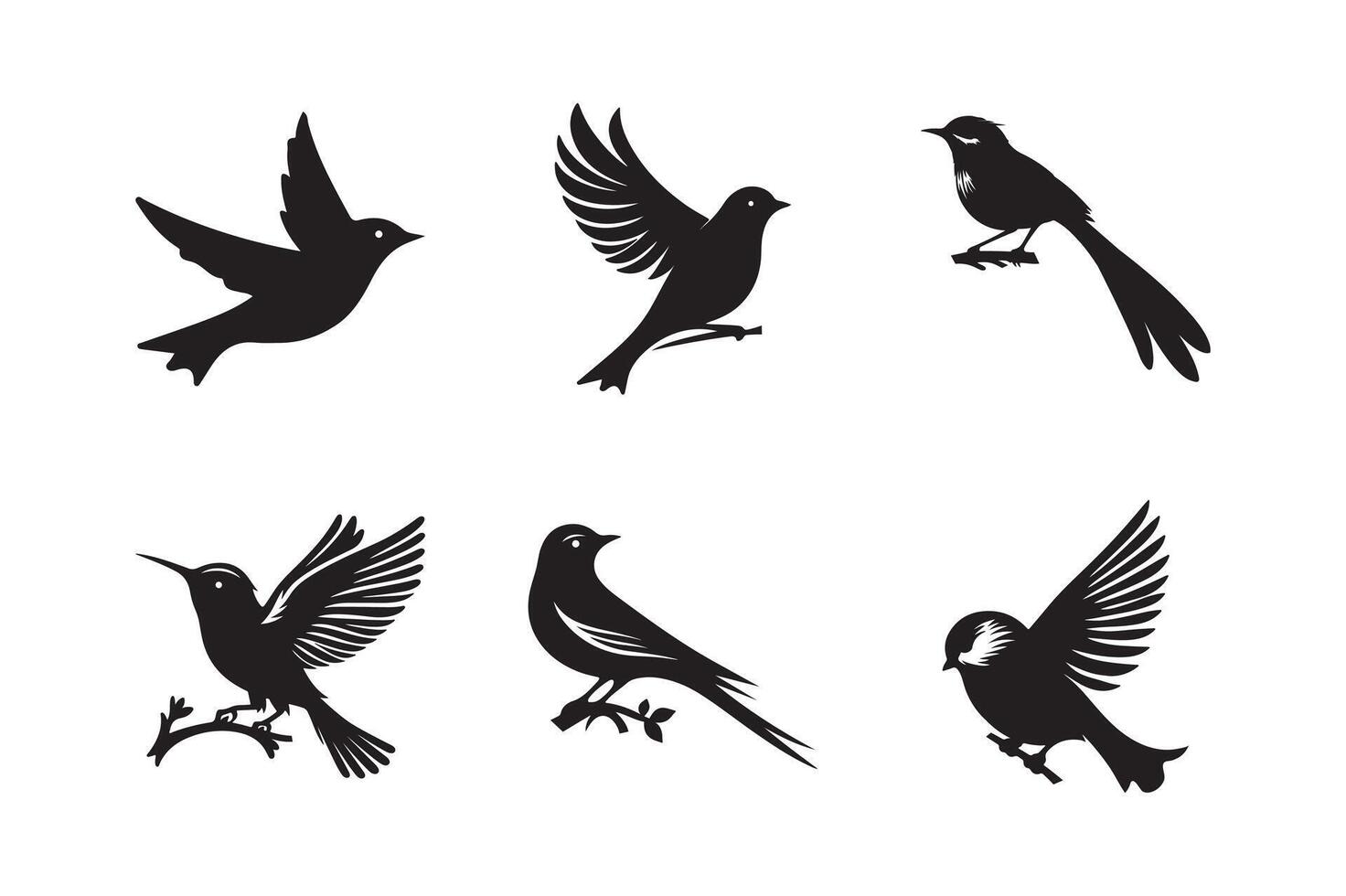 Birds icon silhouette set. Set Birds illustration white background. vector