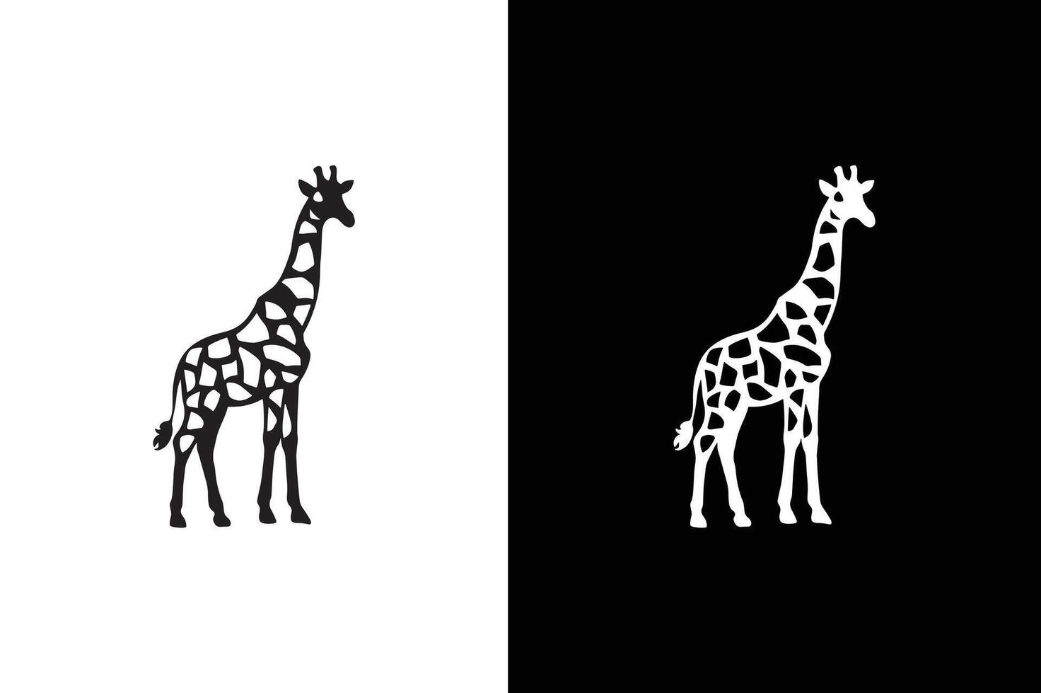 Giraffe silhouette. Giraffe silhouettes isolated on a white black background. vector