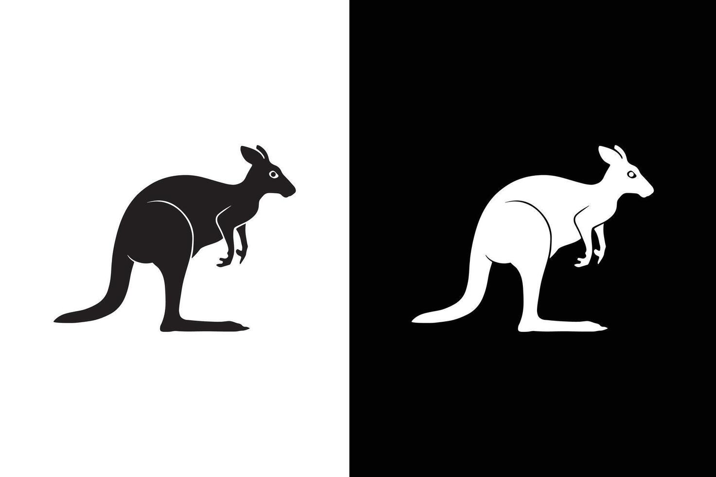 Kangaroo icon illustration. kangaroo solid silhouette in black white background vector