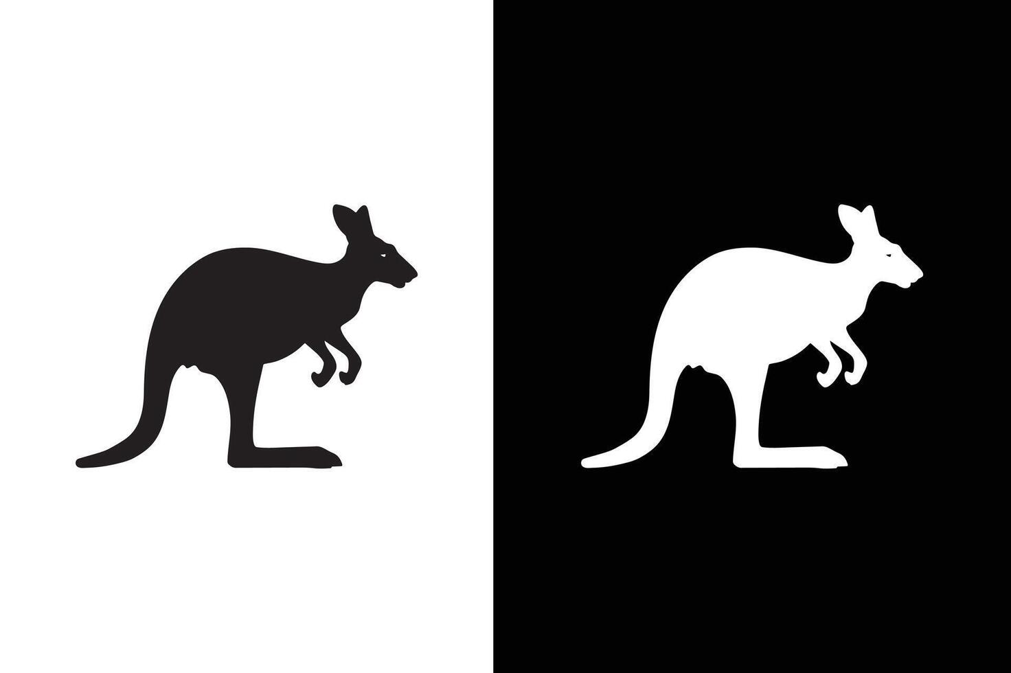 Kangaroo icon illustration. kangaroo solid silhouette in black white background. vector
