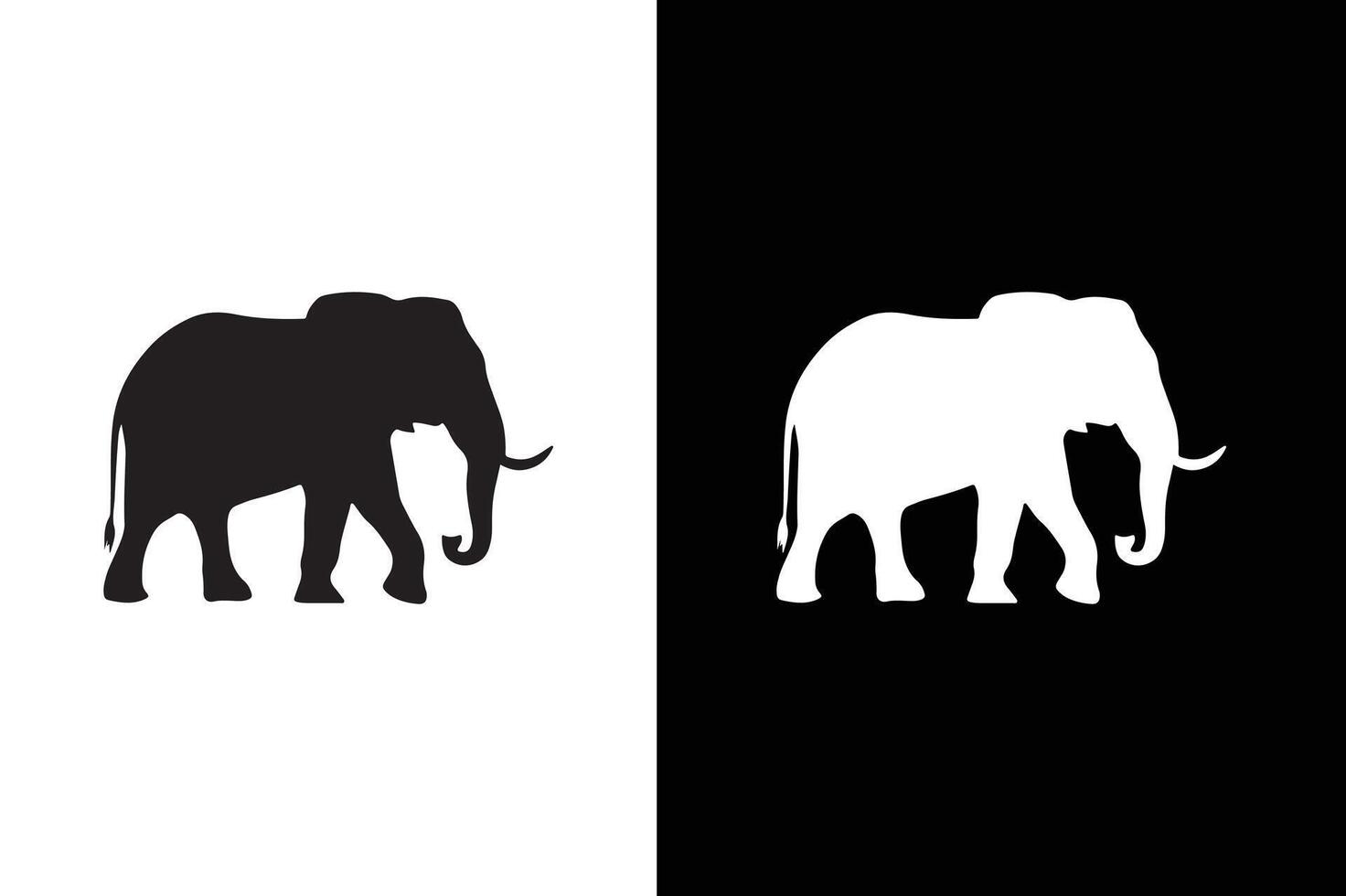 Elephant wild animal icon silhouette, sign, symbol, logo, editable stroke, flat design style isolated on black white vector