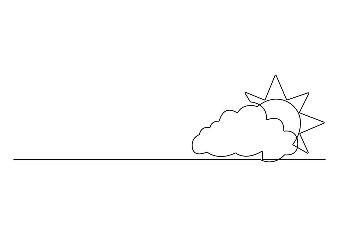 Sun and cloud continuous one line drawing digital illustration vector