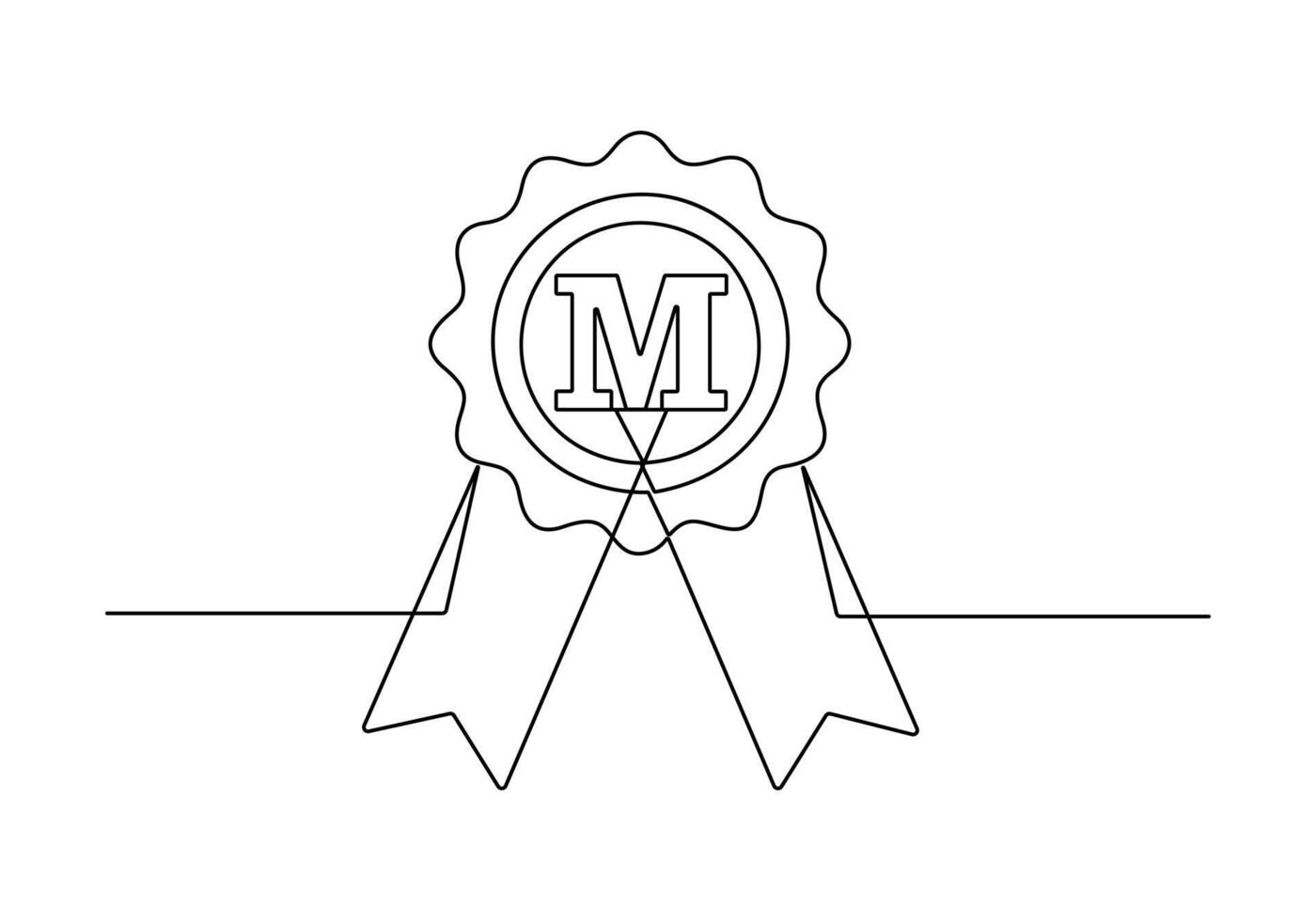 Winner award badge continuous one line drawing premium illustration vector