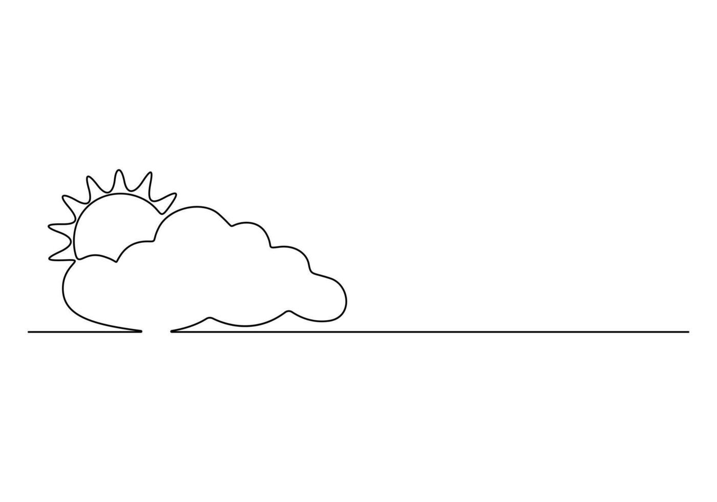 Sun and cloud continuous one line drawing digital illustration vector