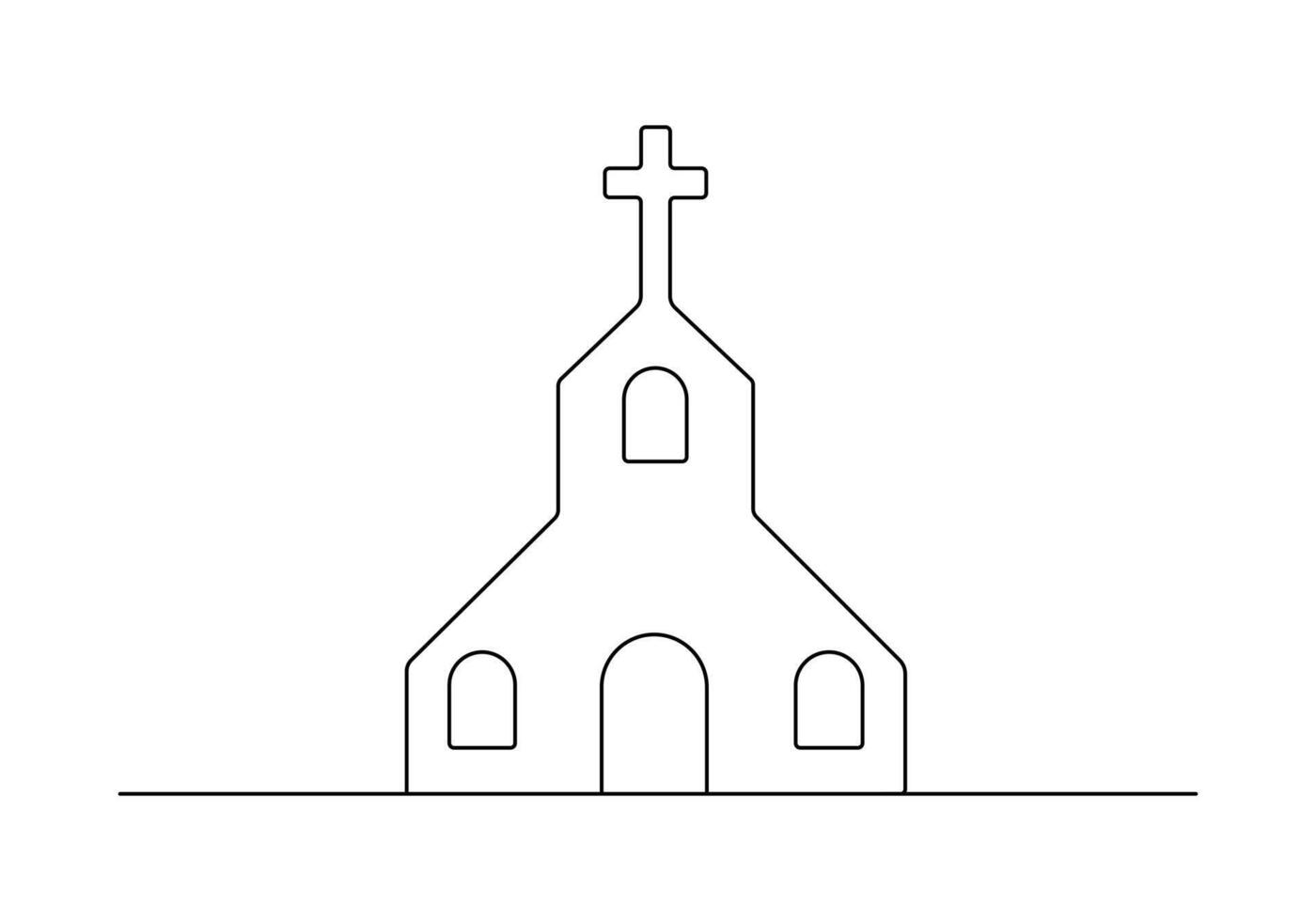 Church icon continuous one line drawing premium illustration vector