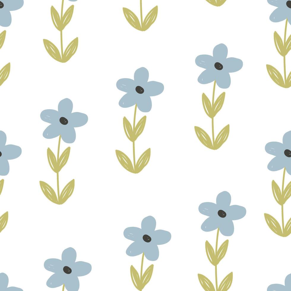 seamless pattern with cartoon flowers. colorful , hand drawing. design for fabric, print, textile, wrapper vector