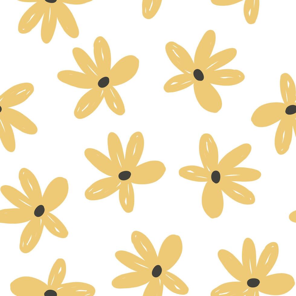 seamless pattern with cartoon flowers. colorful , hand drawing. design for fabric, print, textile, wrapper vector