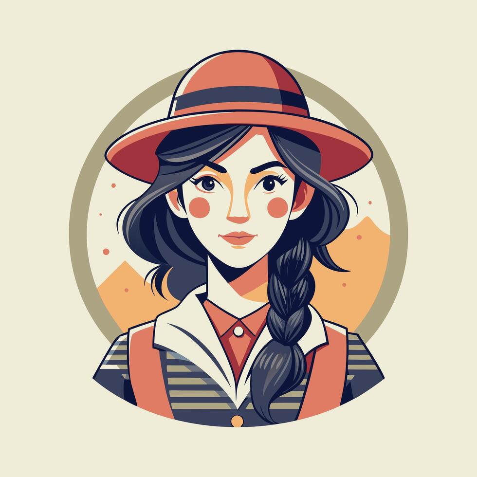 Woman wearing with hat flat illustration design vector