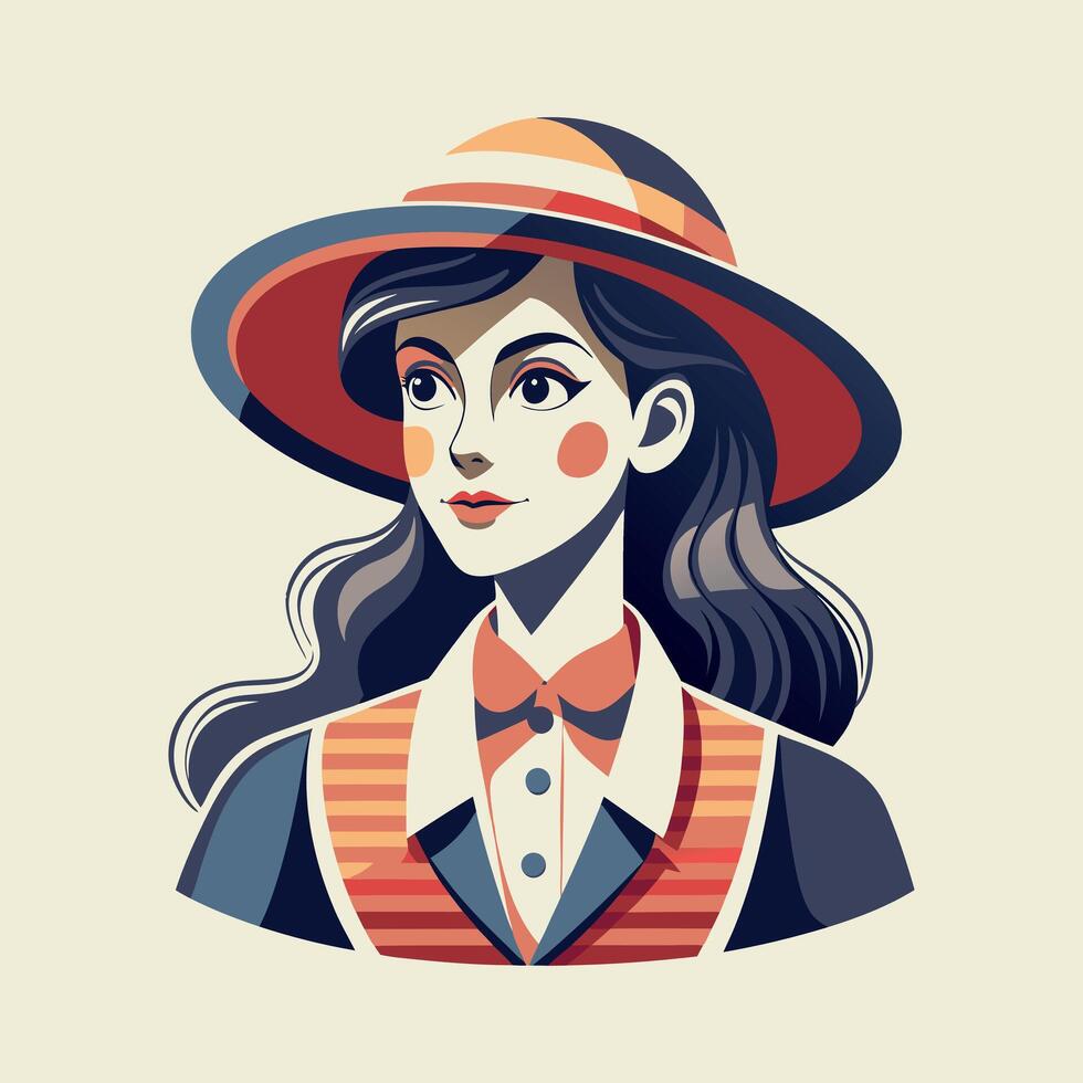 Woman wearing with hat flat illustration design vector