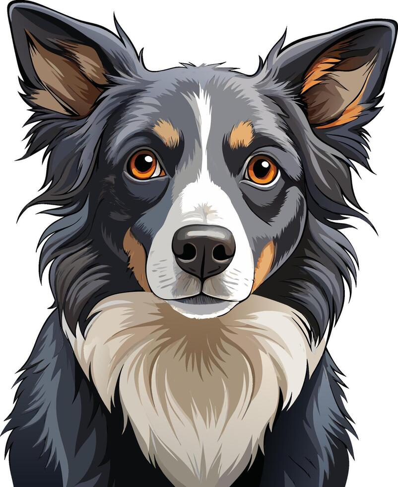 Playful Border Collie captured in pencil sketch. AI-generated. vector