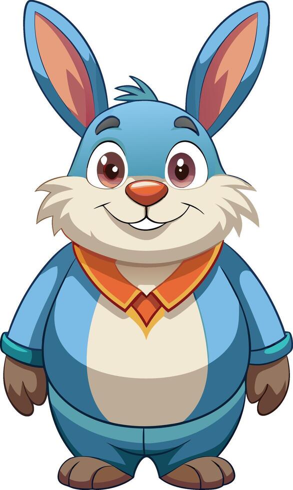 Adorable fluffy bunny with big eyes and pink nose. AI-generated. vector