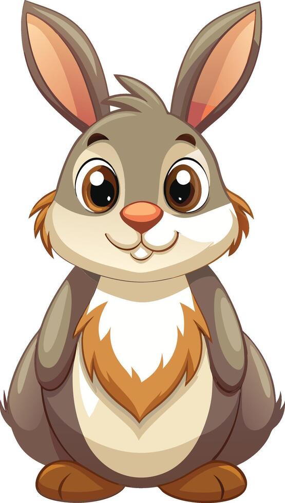 Adorable fluffy bunny with big eyes and pink nose. AI-generated. vector