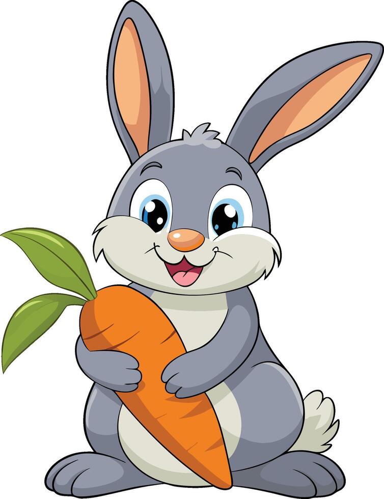 Adorable fluffy bunny with big eyes and pink nose. AI-generated. vector