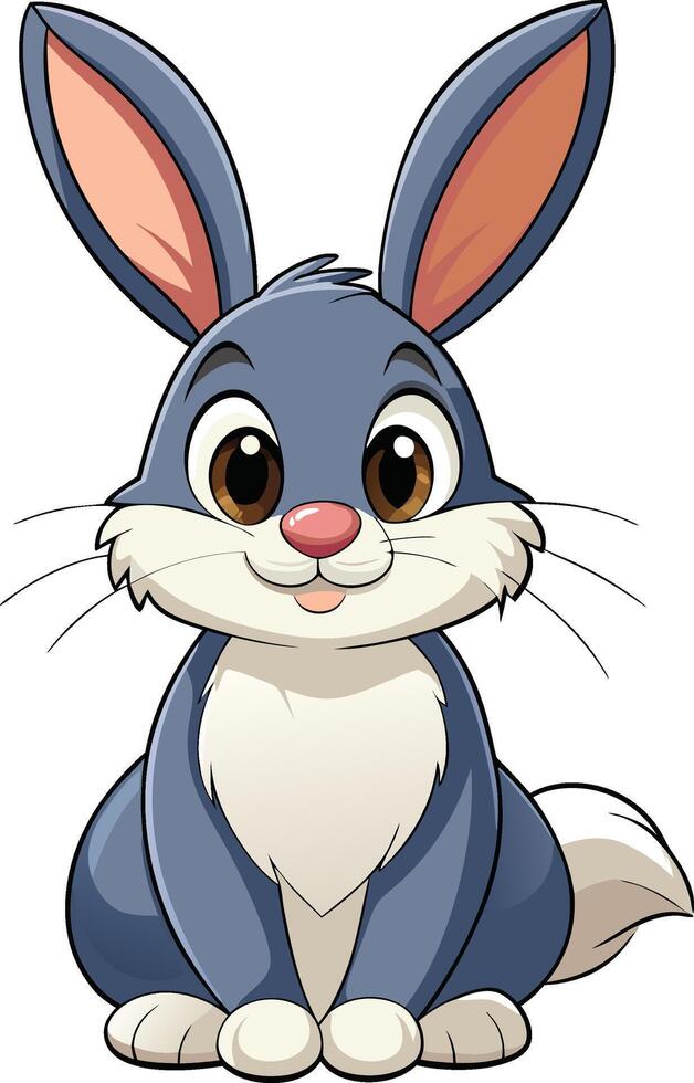 Adorable fluffy bunny with big eyes and pink nose. AI-generated. vector