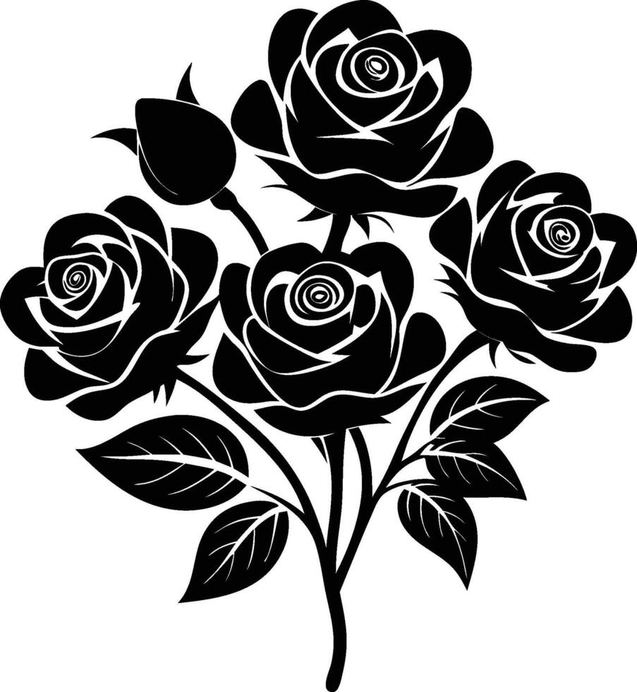 Elegant black rose stencil clipart for artistic designs. AI-generated. vector