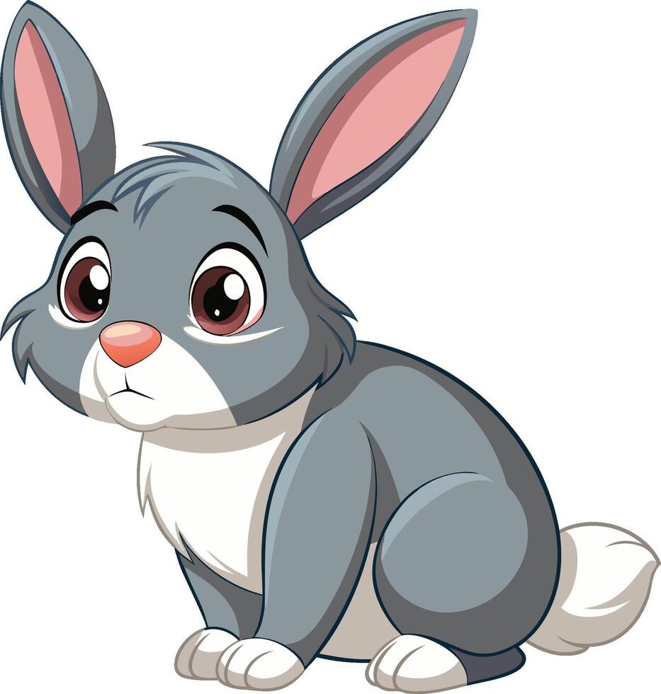 Adorable fluffy bunny with big eyes and pink nose. AI-generated. vector