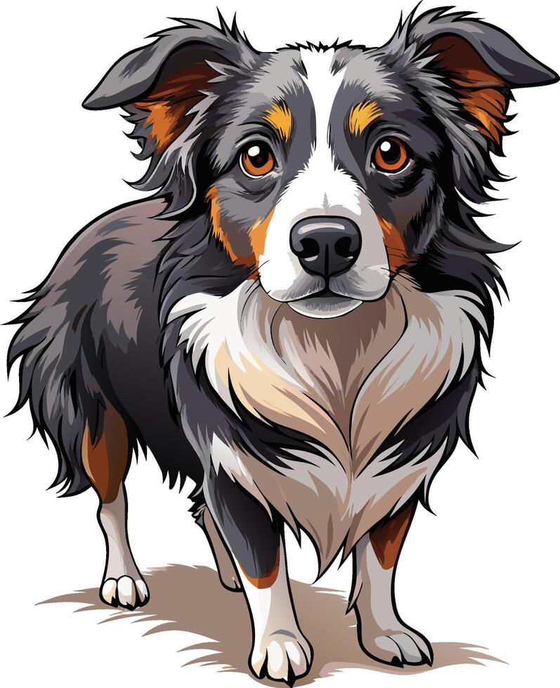 Playful Border Collie captured in pencil sketch. AI-generated. vector