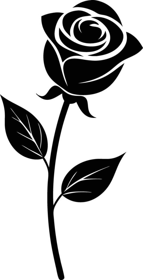 Elegant black rose stencil clipart for artistic designs. AI-generated. vector