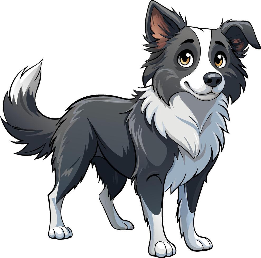 Playful Border Collie captured in pencil sketch. AI-generated. vector