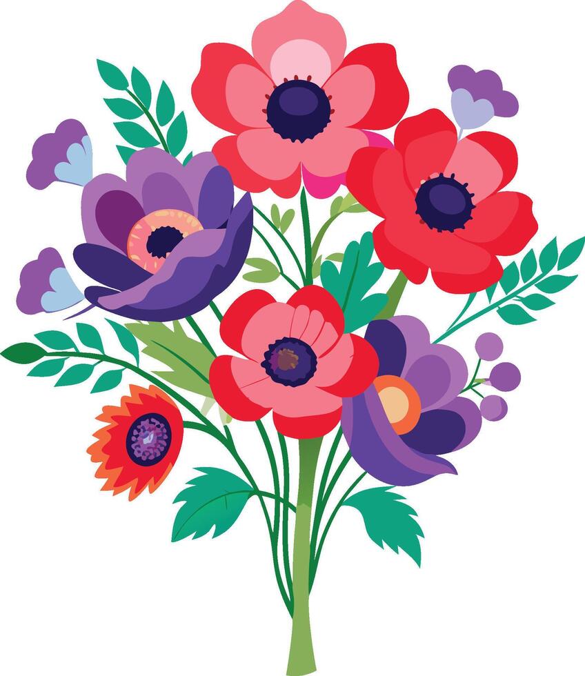 Adorable Anemone blooms with delicate petals and charming design. AI-generated. vector