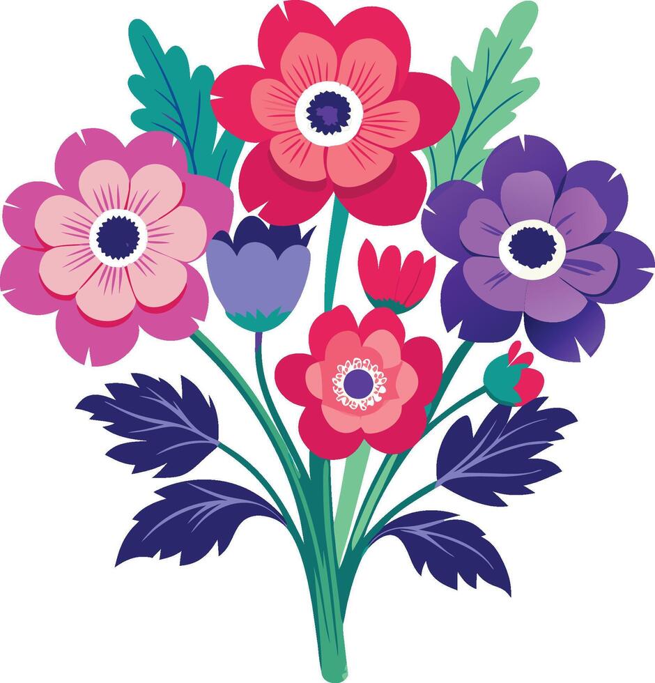 Adorable Anemone blooms with delicate petals and charming design. AI-generated. vector
