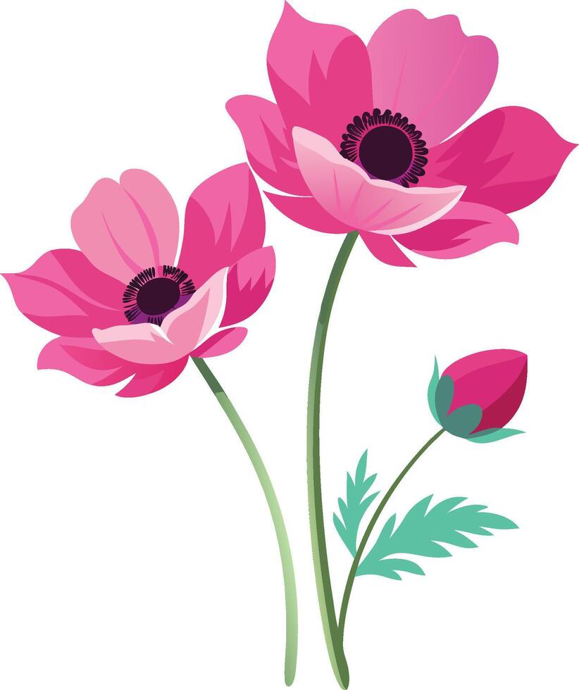 Adorable Anemone blooms with delicate petals and charming design. AI-generated. vector