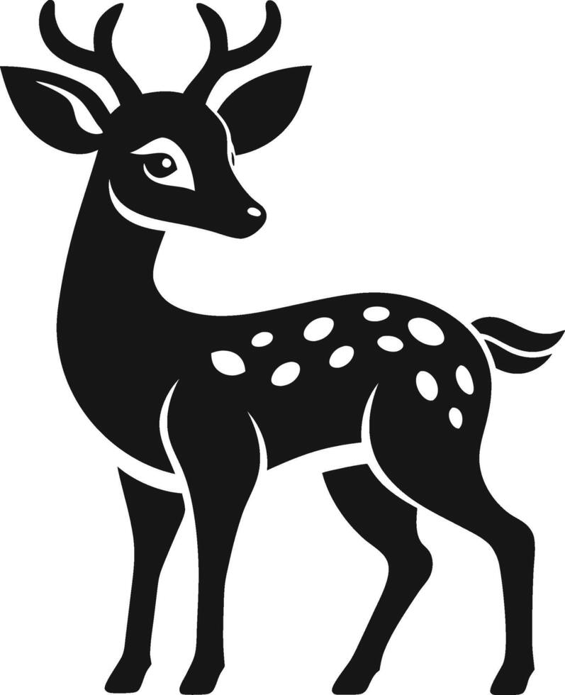 Deer stencil depicts elegant wildlife in black outline. AI-generated. vector