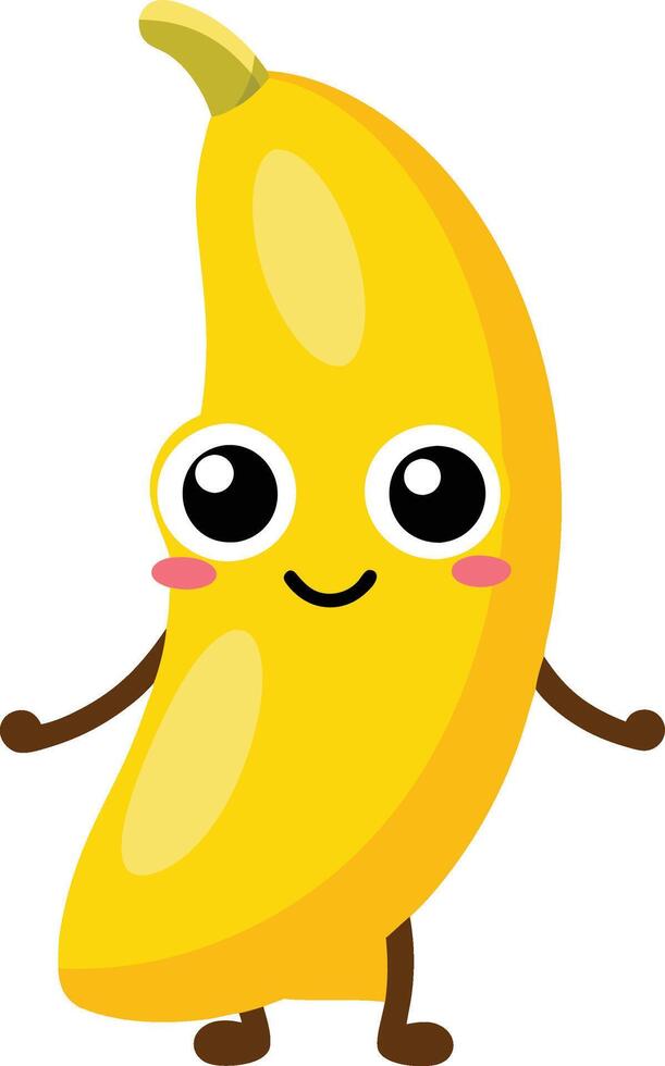 Cheerful cartoon banana with a beaming smile. AI-generated. vector