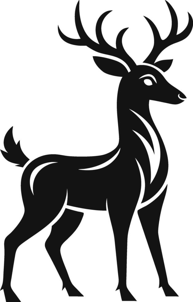 Deer stencil depicts elegant wildlife in black outline. AI-generated. vector