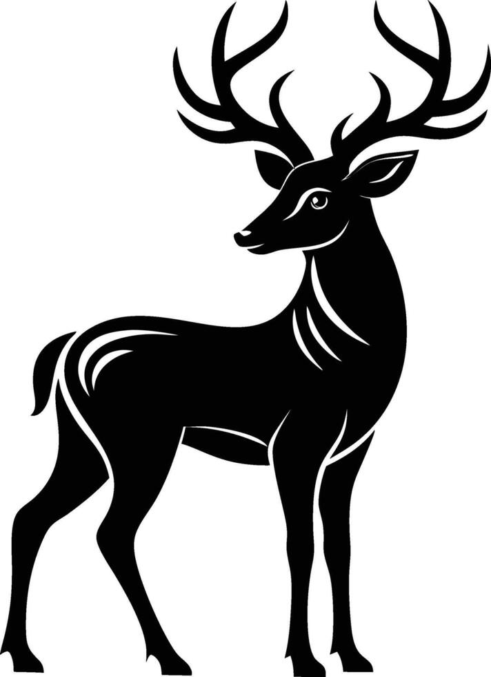Deer stencil depicts elegant wildlife in black outline. AI-generated. vector