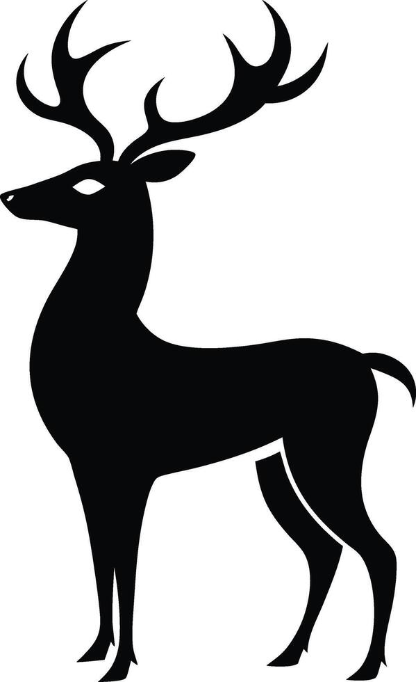 Deer stencil depicts elegant wildlife in black outline. AI-generated. vector