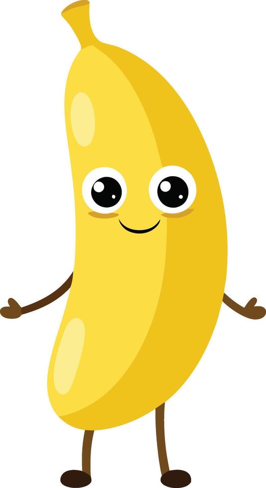 Cheerful cartoon banana with a beaming smile. AI-generated. vector