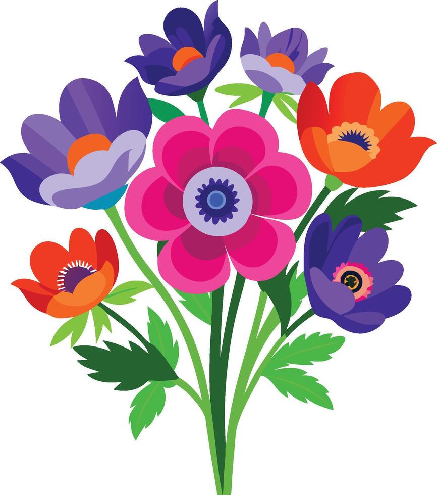 Adorable Anemone blooms with delicate petals and charming design. AI-generated. vector