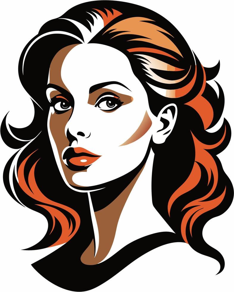 A captivating stencil of a beautiful girl. AI-generated. vector