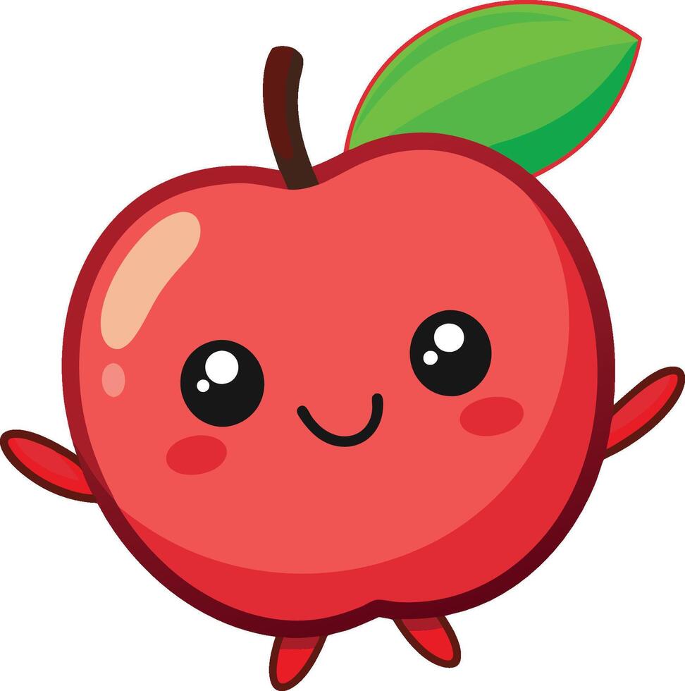 Adorable cartoon apple grins with rosy cheeks. AI-generated. vector