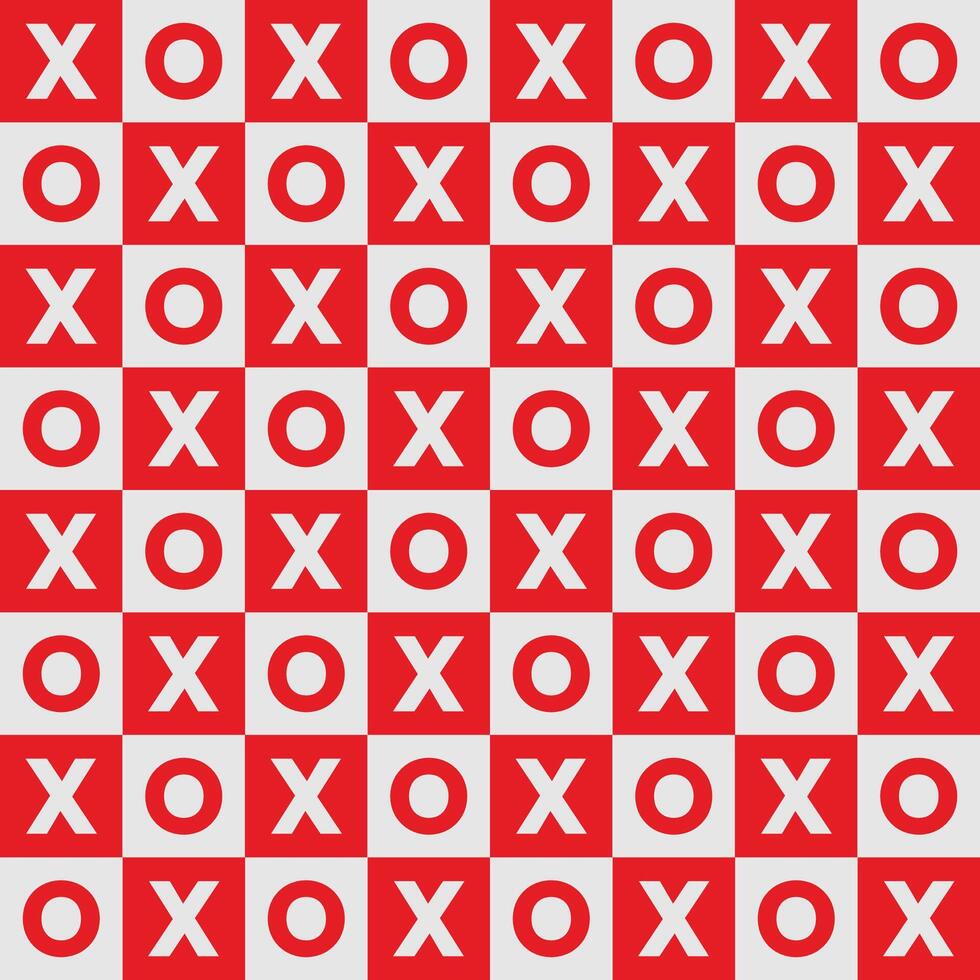 xoxo seamless pattern with red and white plaid background vector