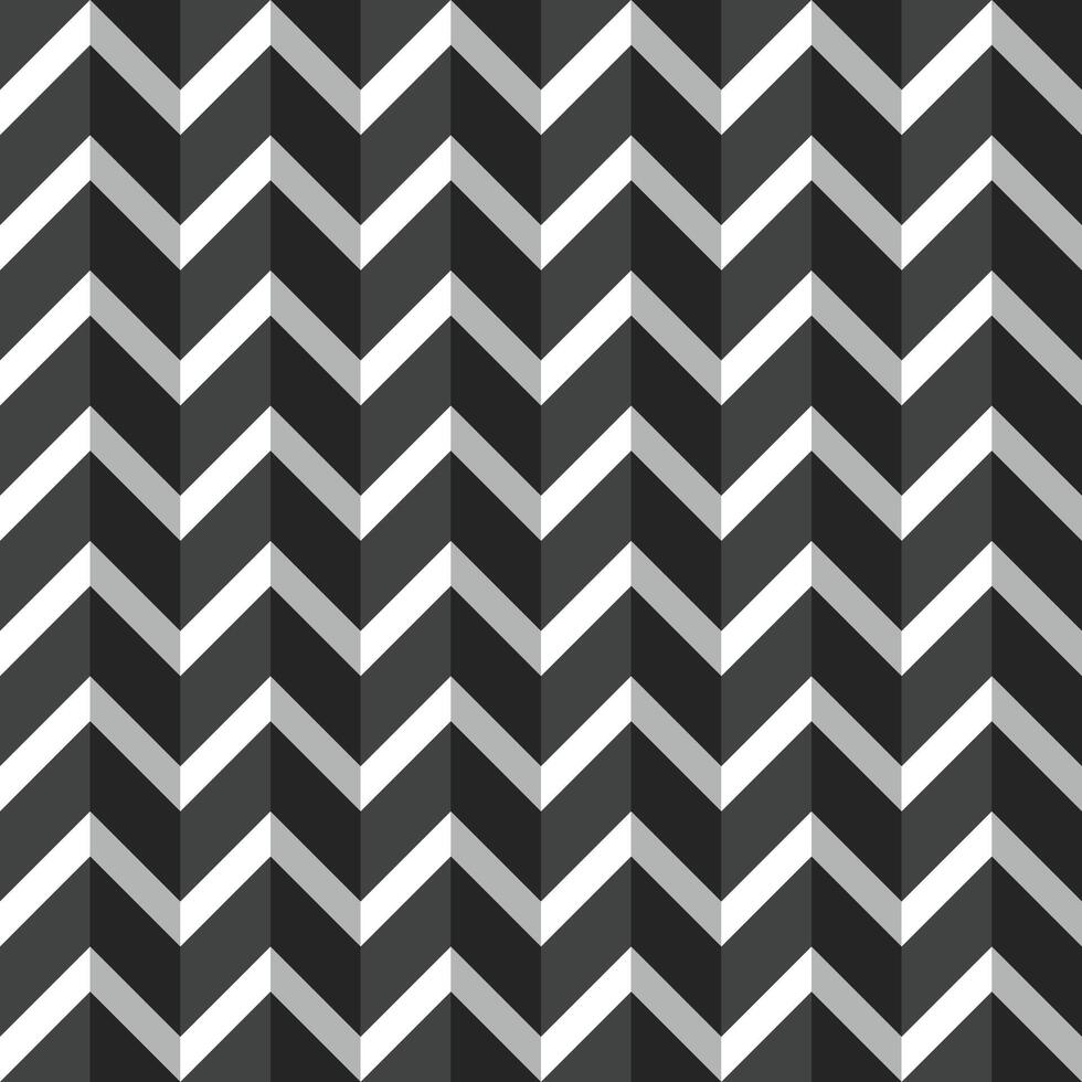 seamless repeating pattern of 3d style zig zag broken lines in black and white vector