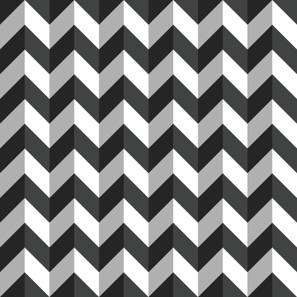 seamless repeating pattern of 3d style zig zag broken lines in black and white vector