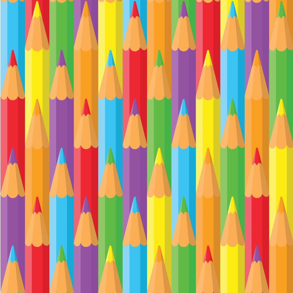 seamless repeating pattern collection of colored pencils vector