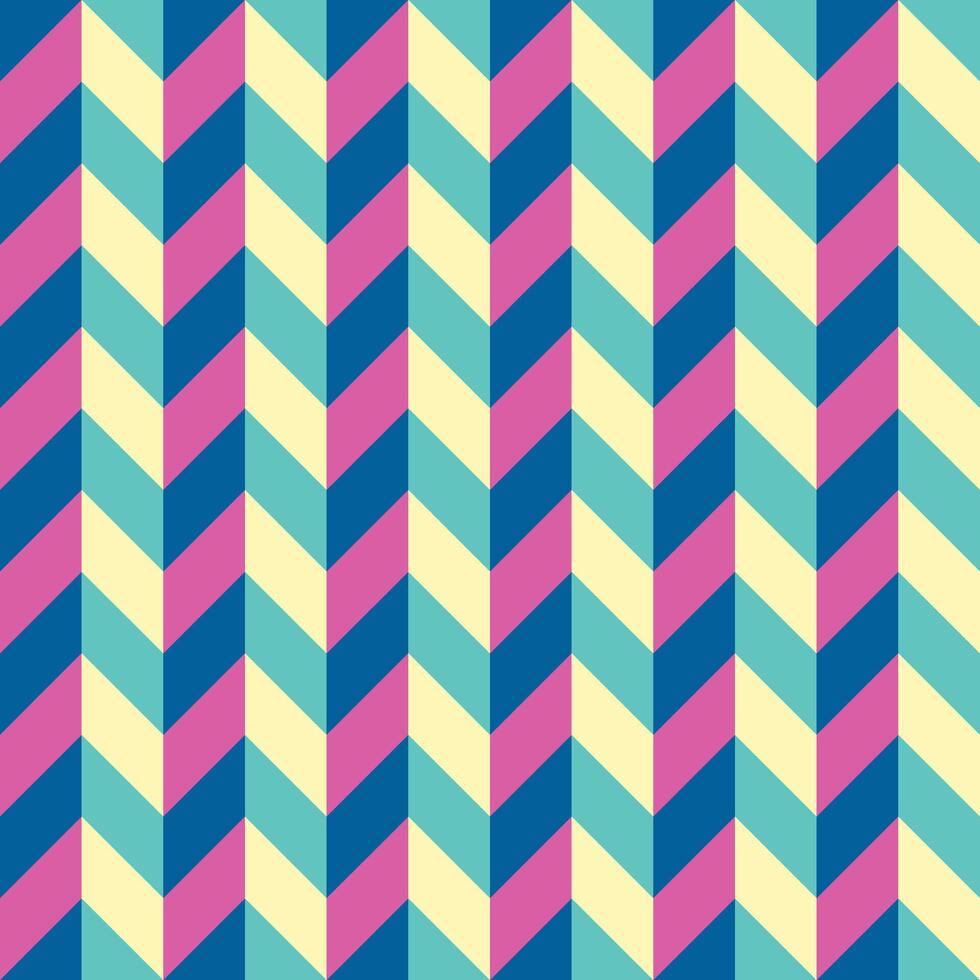 seamless repeating pattern of 3d style zig zag broken lines in blue, pink and white vector