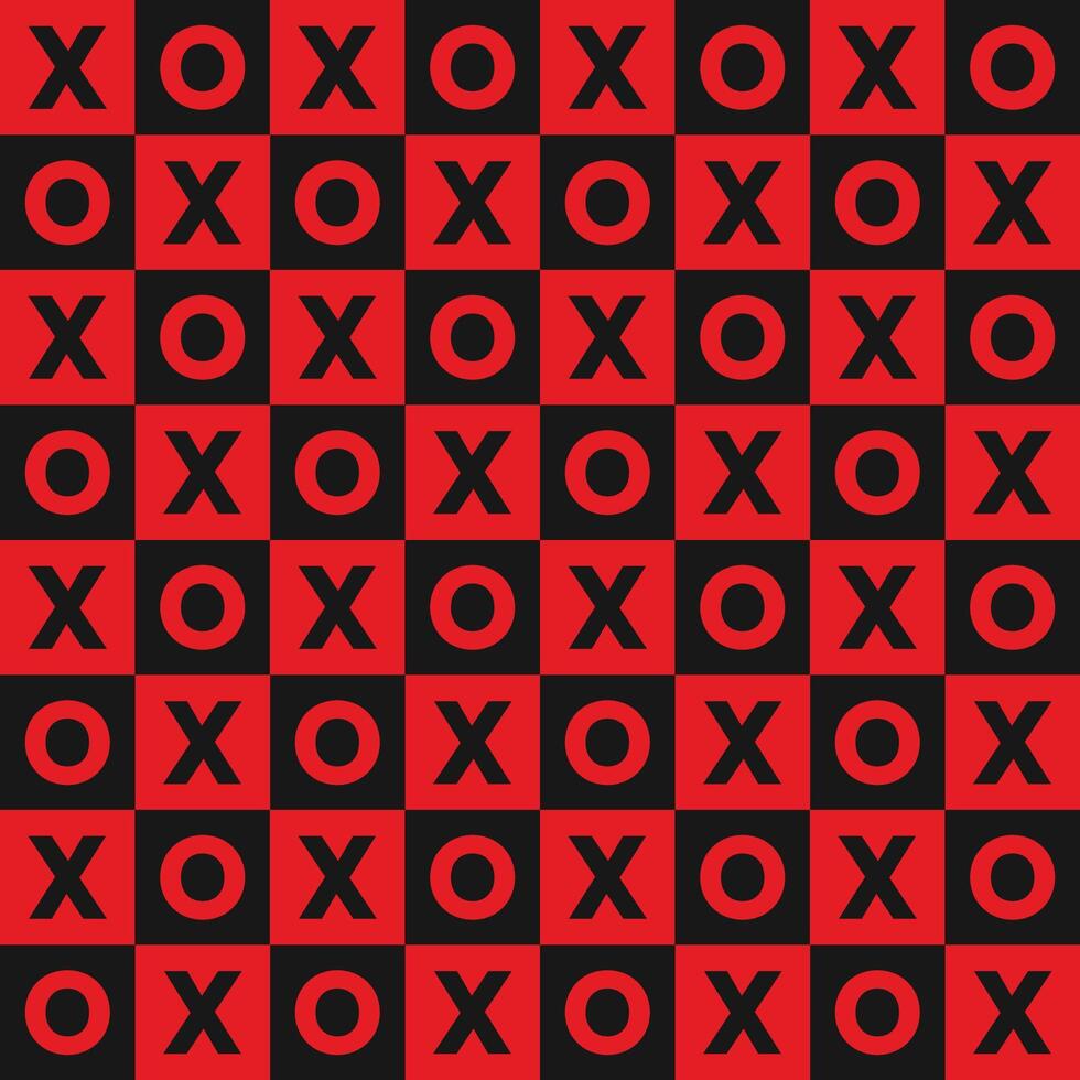 xoxo seamless pattern with red and black plaid background vector