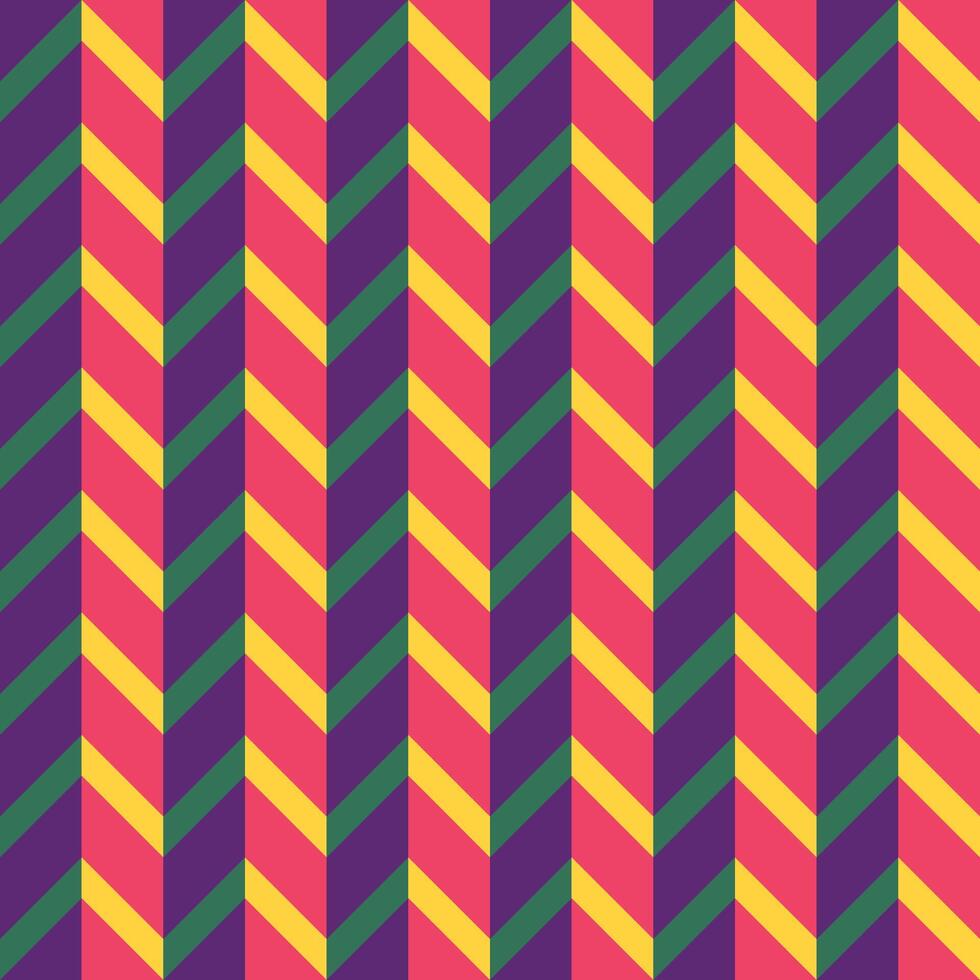 seamless repeating pattern of 3d style zig zag broken lines in pink, yellow, green and purple vector