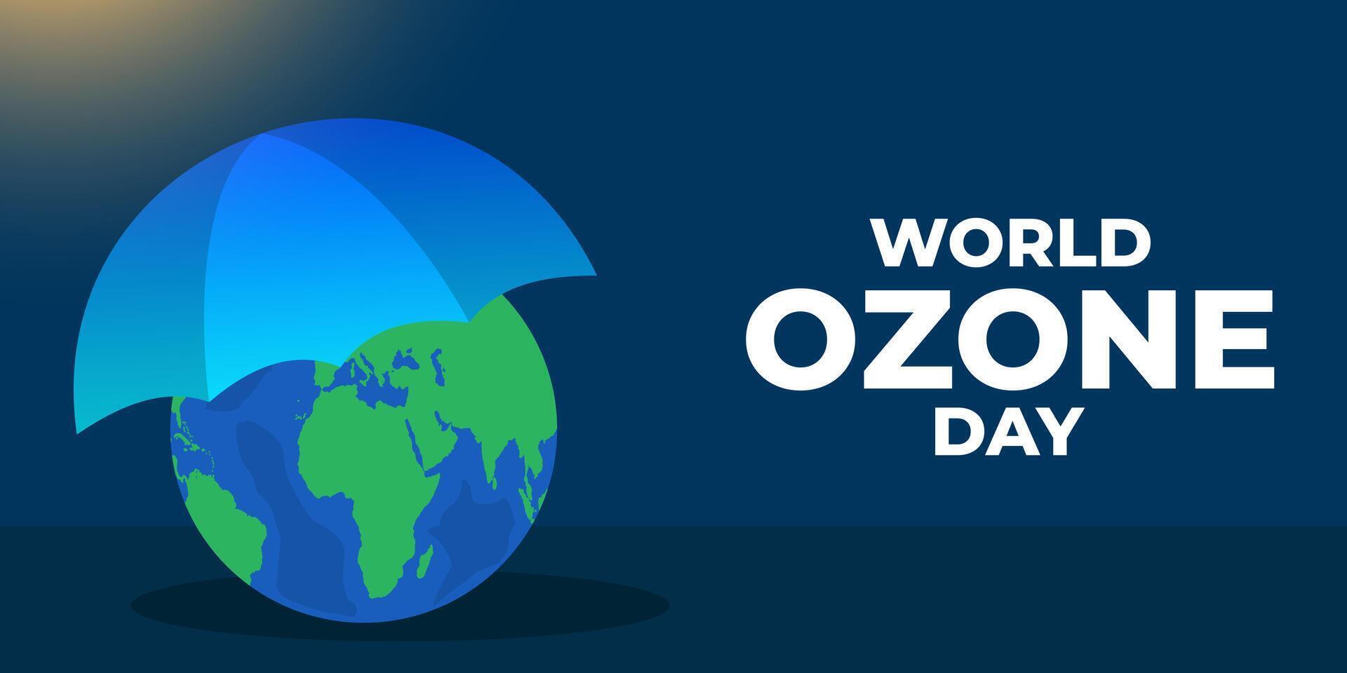 world ozone day horizontal banner illustration with umbrella vector