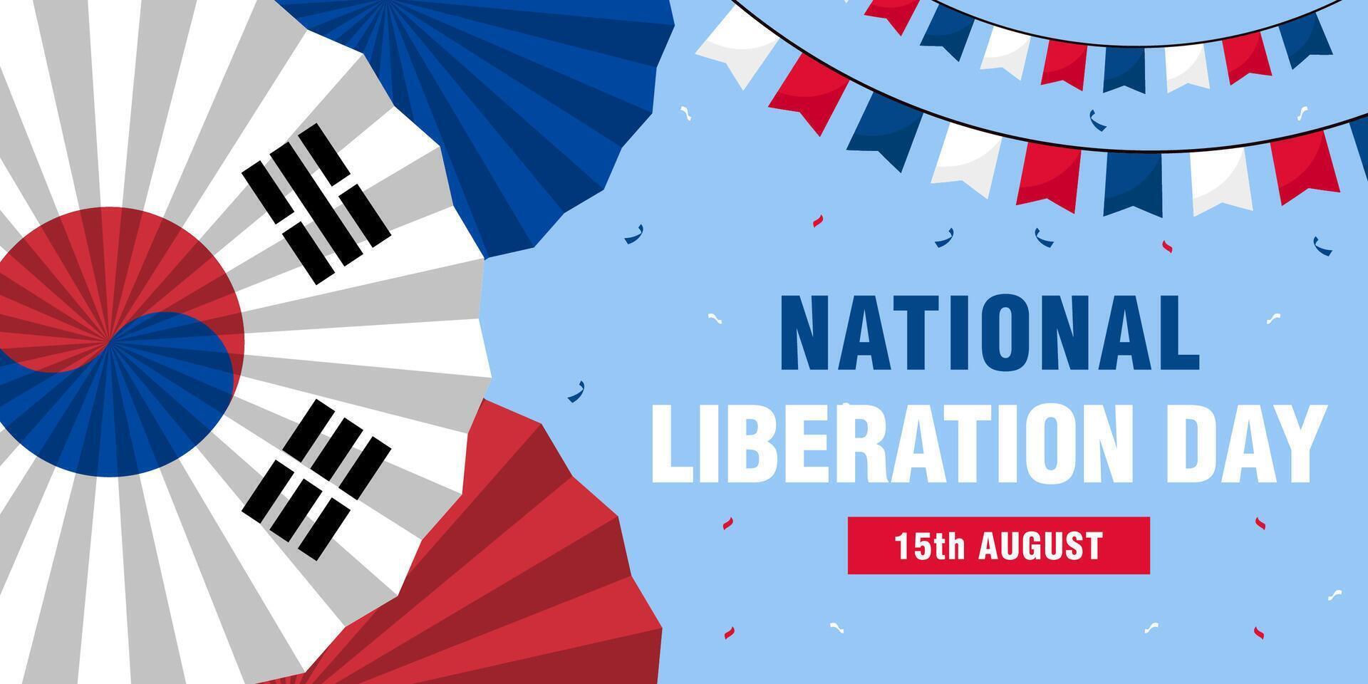 korea national liberation day horizontal banner illustration vector