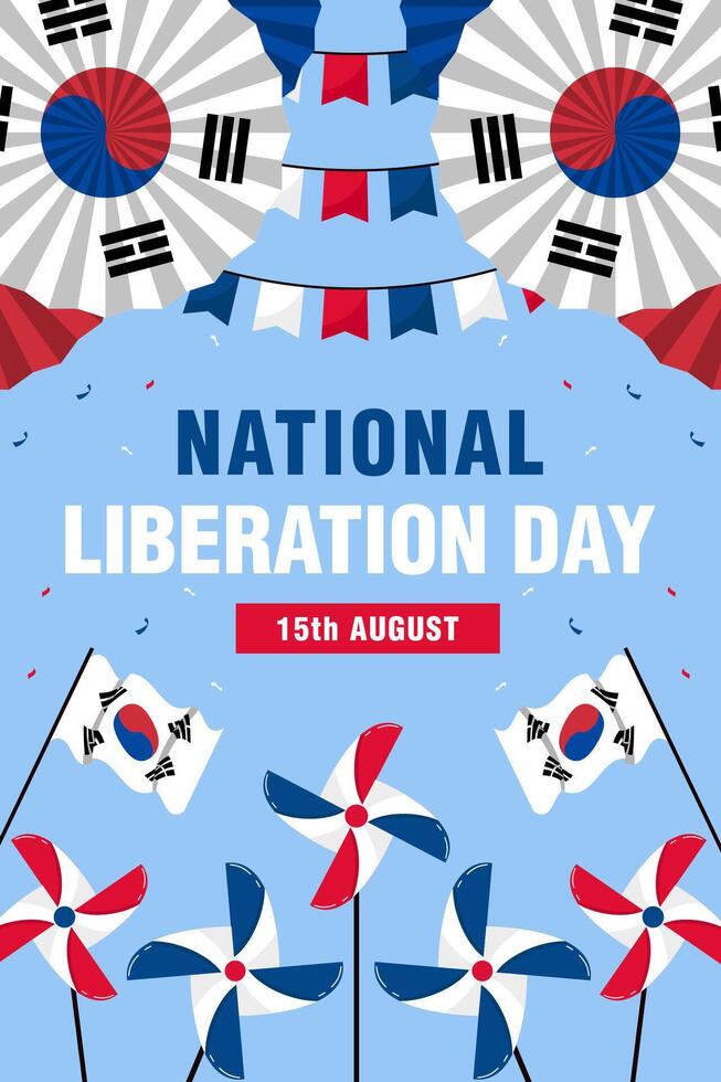 korea national liberation day vertical banner illustration vector